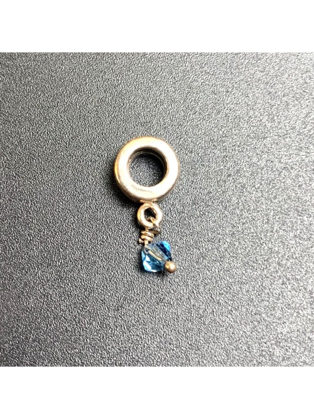 Slide Charm Baby Blue Crystal Bead Dangle Sterling Silver 925 Size .75" Long